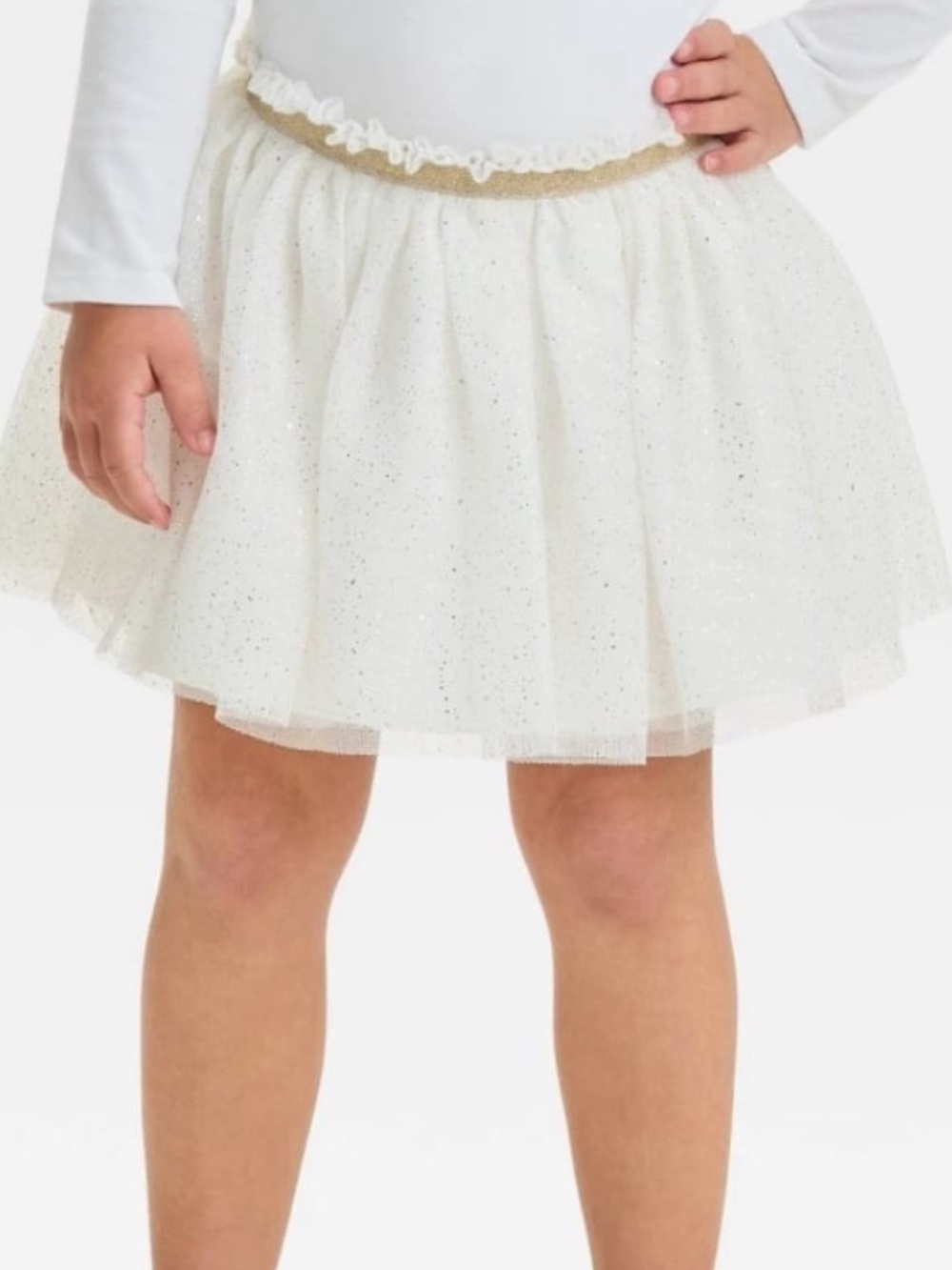Cat & Jack Toddler Girls' Glitter Tutu Skirt - Cream/Gold 4t